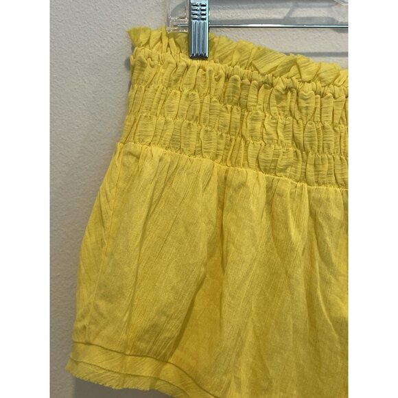 Anthropologie smocked gauze shorts XL yellow Pull On Cotton Elastic Waist NWT - Picture 12 of 14